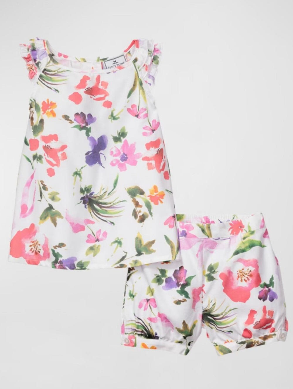 Petite Plume Sz 5 Girl's Amelie Garden's Tank & Shorts Set - Pink, Purple, Green